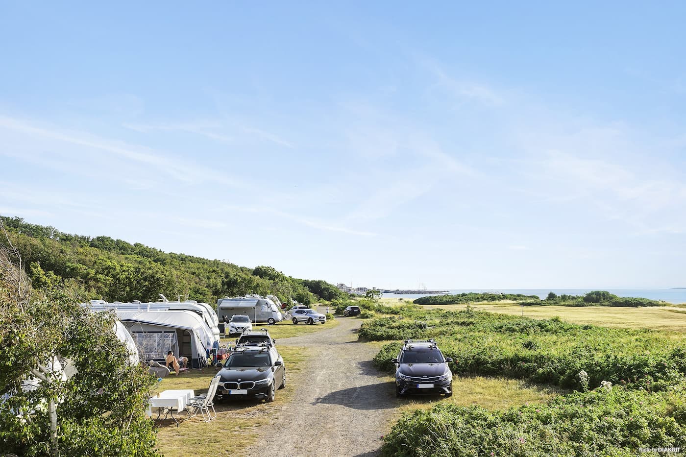 Meernaher Camping Schonen in Torekov mit Badesteg und gemütlicher Atmosphäre.