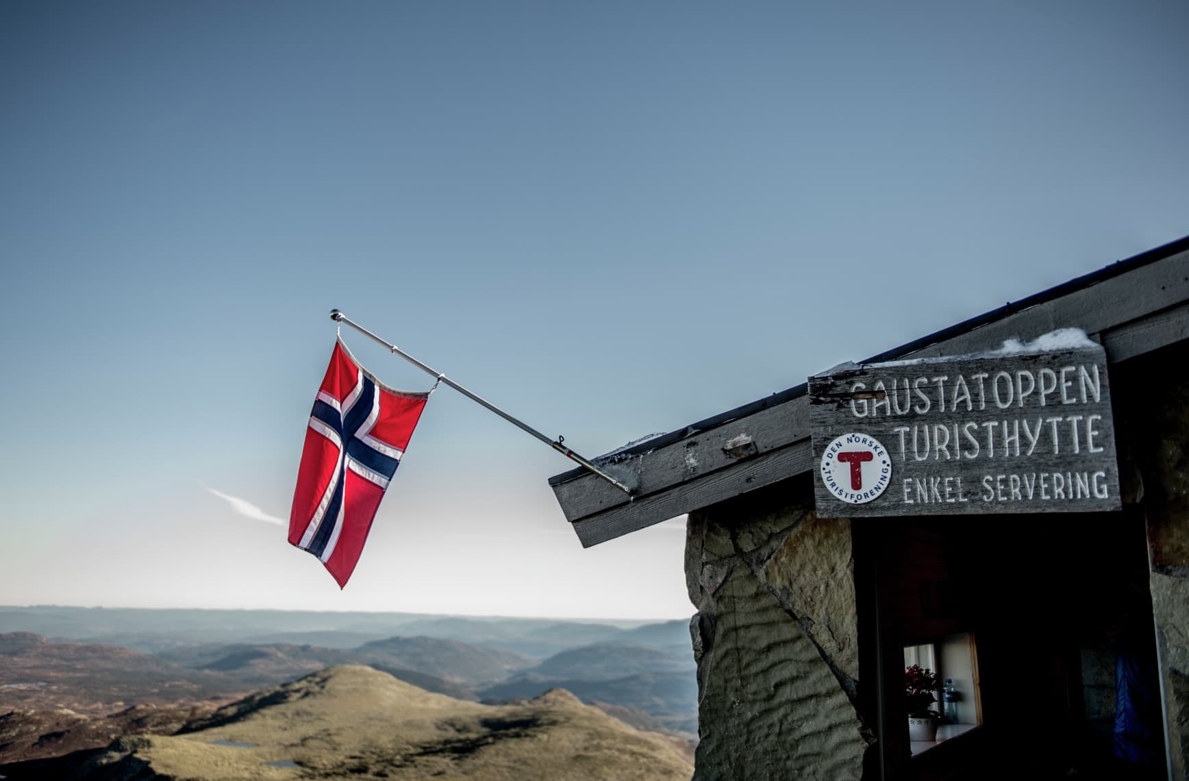 Panoramablick vom Gipfel des Gaustatoppen in Telemark, Norwegen.