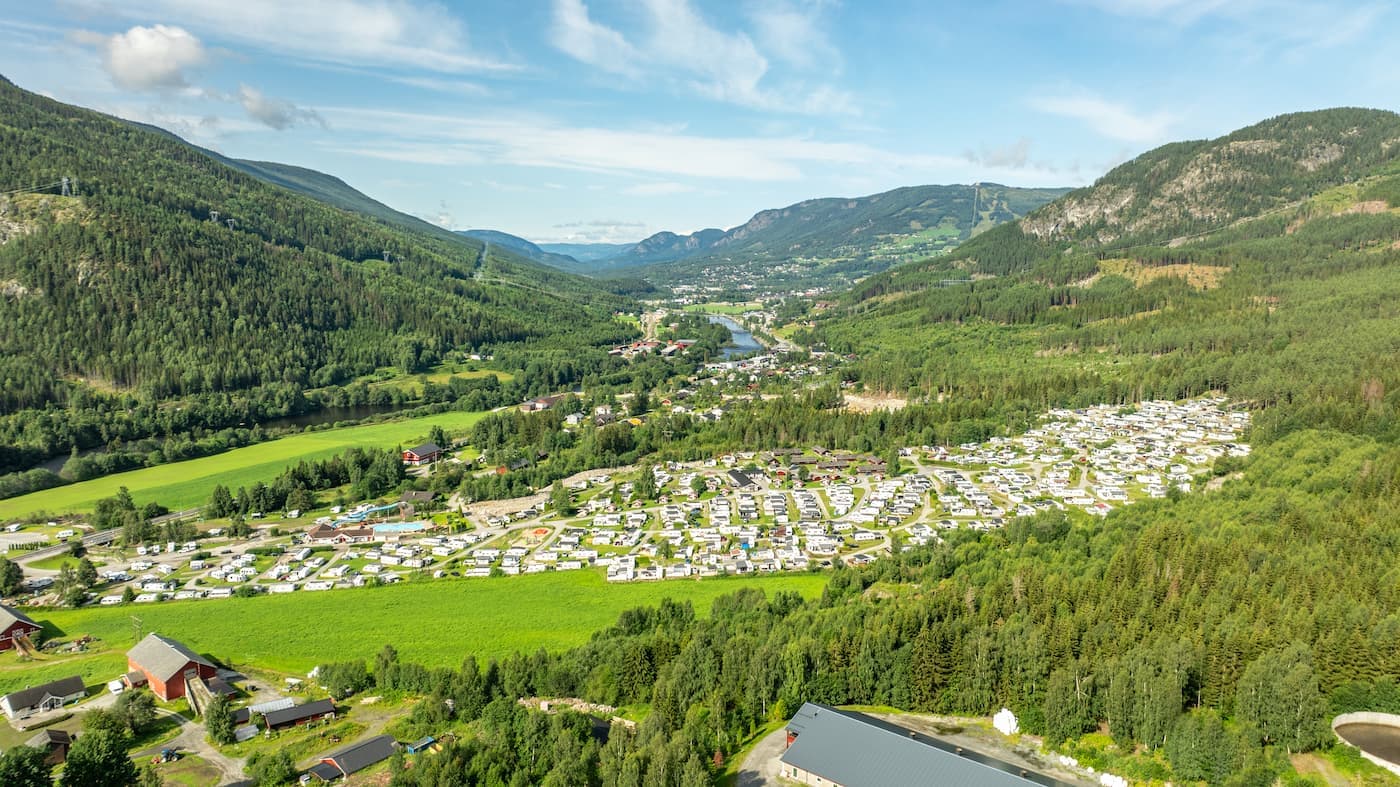 Aussicht beim Camping in Norwegen, First Camp Gol – Hallingdal. Wunderschön gelegen am Fjord nahe Hemsedal.