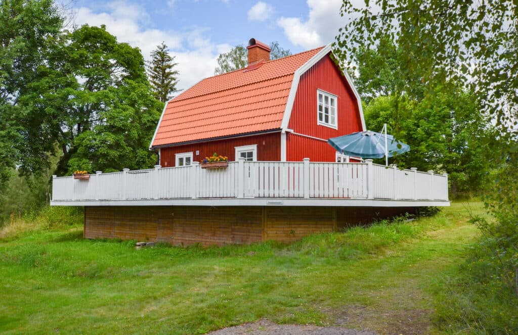 Exteriör för Sommarvillan - en stuga på Sommarvik i Värmland.