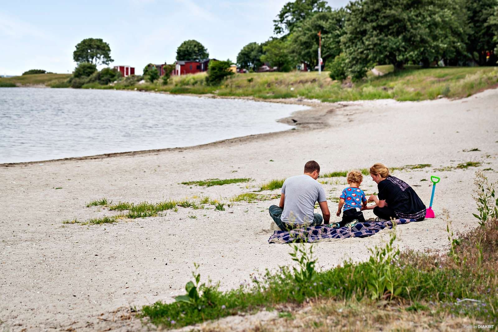 Sibbarp Strand Malmö Schweden mit Blick auf Öresundbrücke